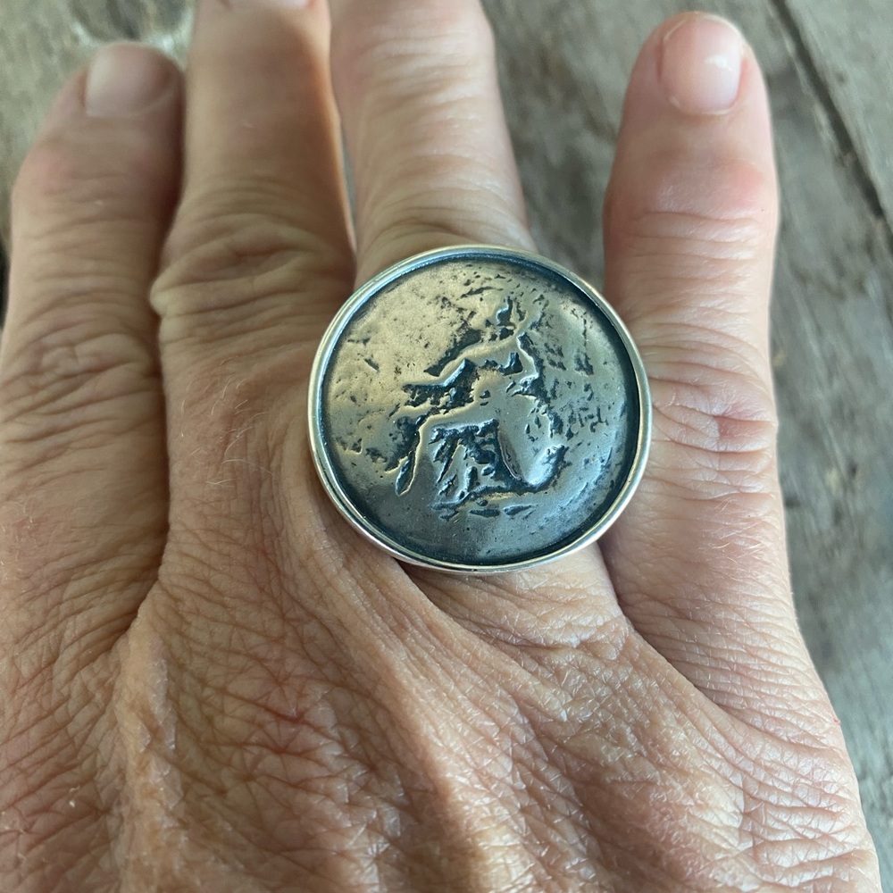 Silpada rare Roman coin ring size 7 sterling silver